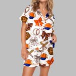 Baseball Coquette Bow Pajama Set For Women