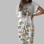 Happy Mardi Gras Casual Pajama Set For Women
