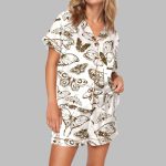 Vintage Butterfly And Moth Pajama Set For Women