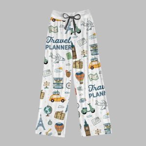 Travel Planner Contrast Wide Leg Pants For Women 1