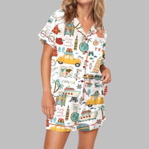 Time To Travel Pajama Set For Women 1