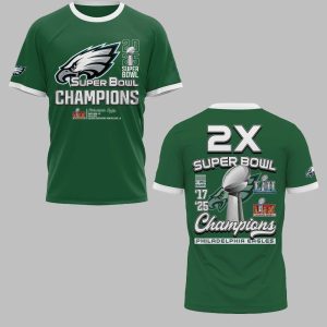 Eagles 2X Super Bowl Champions 2025 Shirt 1