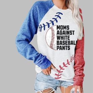 Women's Baseball Moms Against White Baseball Pants Print Sweatshirt