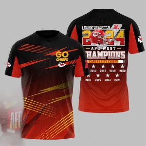 Go Chiefs 9 Straight Division Titles 2024 AFC West Champions Shirt 1