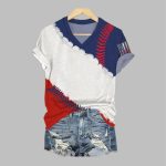 Baseball Flag Printed Short-Sleeved T-Shirt