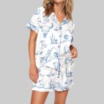 Blue Toile Coastal Cowgirl Pajama Set For Women