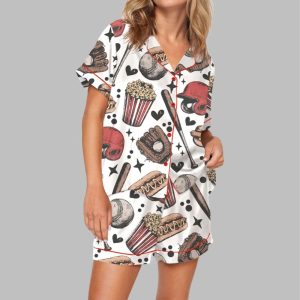 Retro Baseball Game Day Pajama Set For Women 1