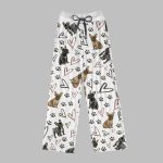 French Bulldog Hearts Contrast Wide Leg Pants For Women