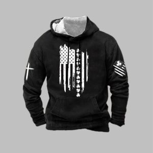 St. Patrick's Day Flag Shamrock Print Casual Hooded