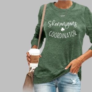 Women's St. Patrick's Day Clover Crew Neck Casual Sweatshirt