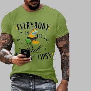 Mens Everybody In The Pub Getting Tipsy St Patricks Day Print T shirt 0