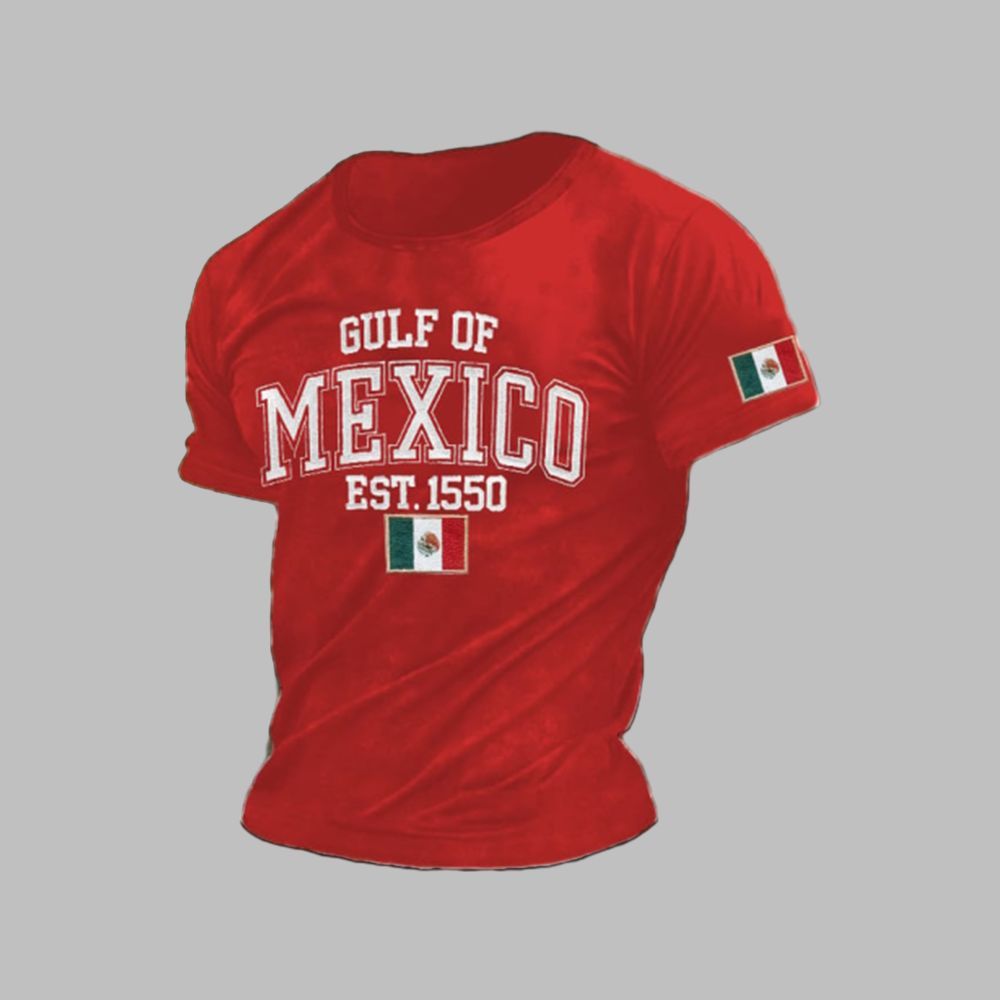 Men'S Retro Gulf Of Mexico Printed Casual Crew Neck T-Shirt Men'S Retro Gulf Of Mexico Printed Casual Crew Neck T-Shirt