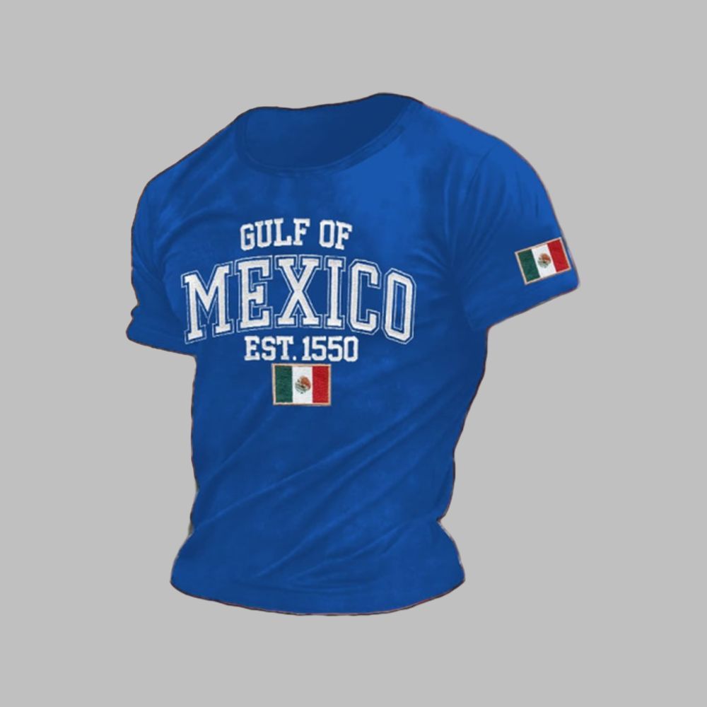 Men'S Retro Gulf Of Mexico Printed Casual Crew Neck T-Shirt 2 MenS Retro Gulf Of Mexico Printed Casual Crew Neck T Shirt 1