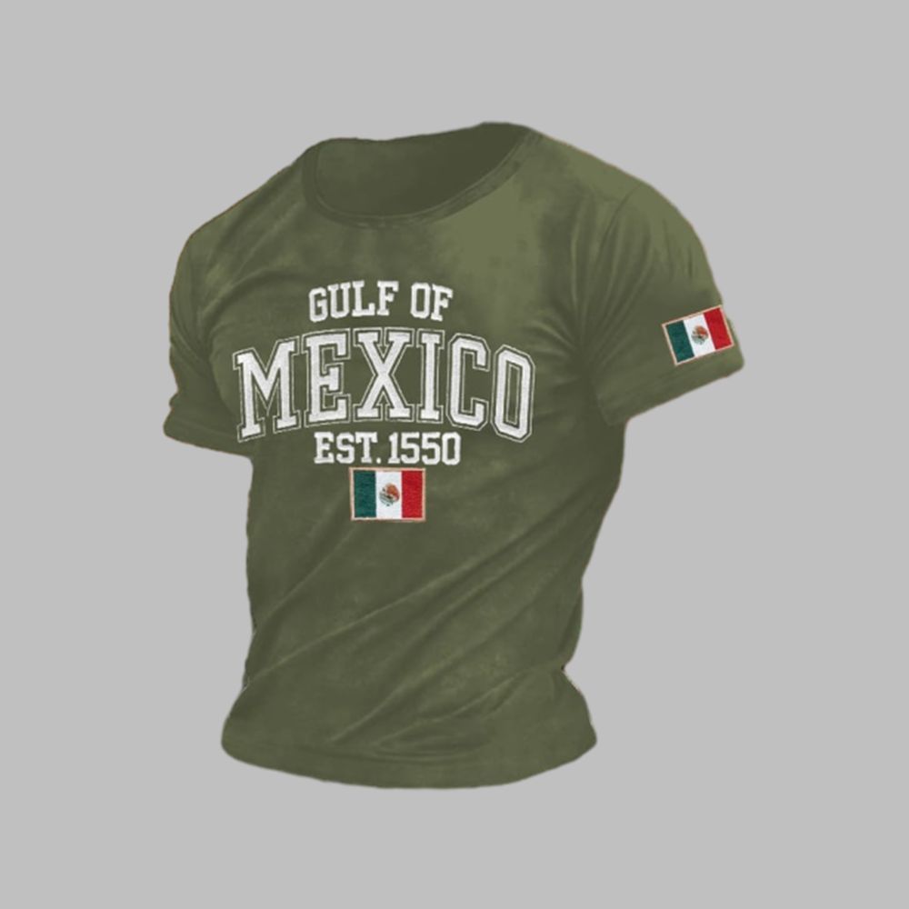 Men'S Retro Gulf Of Mexico Printed Casual Crew Neck T-Shirt 4 MenS Retro Gulf Of Mexico Printed Casual Crew Neck T Shirt 3