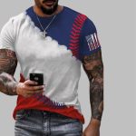 Men's Baseball Flag Print Short Sleeve T-shirt