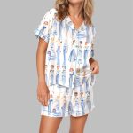 Nautical Style Pajama Set For Women