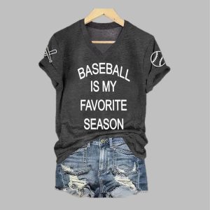 Women's Baseball Is My Favorite Season Printed Short-Sleeved T-Shirt