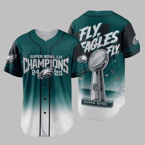 Eagles Super Bowl LIX Champions 2024 2025 Fly Eagles Fly Baseball Jersey 1