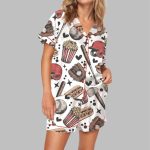 Retro Baseball Game Day Pajama Set For Women