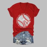 Retro Baseball Mom My Heart Is On That Field Print T-Shirt