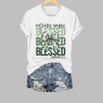 Retro St. Patrick's Day Shamrock Bowknot Not Lucky Simply Blessed Print T-Shirt
