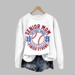 Women's 2025 Baseball Senior Mom Print Casual Sweatshirt