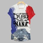 Women's Baseball My Favorite Player Is My Grandma Printed Short-Sleeved T-Shirt