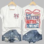 Women's Baseball Printed V-Neck T-Shirt