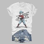 Women's Baseball Wanna Be A Baller Shot Caller Casual Tee