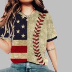 Women's Flag Baseball Print T-Shirt