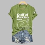 Women's Gulf Of Mexico EST 1550 Printed V Neck T-Shirt