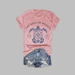 Women's Gulf Of Mexico Print Round Neck T-Shirt