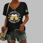 Women's St. Patrick's Day Drinking Team Print T-Shirt