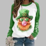 Women's St. Patrick's Day Leprechaun Lucky Shamrock Print Casual Sweatshirt