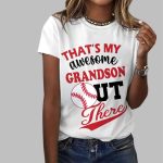 Women's That's My Awesome Grandson Out There Baseball Printed Short-Sleeved T-Shirt