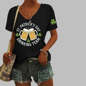 Women's St. Patrick's Day Drinking Team Print T-Shirt