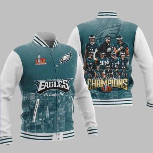 Eagles Super Bowl LIX Champions 2025 Fly Eagles Fly Baseball Jacket 0