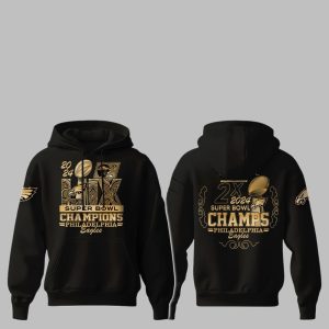 Eagles LIX Champions Eagles 2X 2024 Super Bowl Champs Hoodie 0