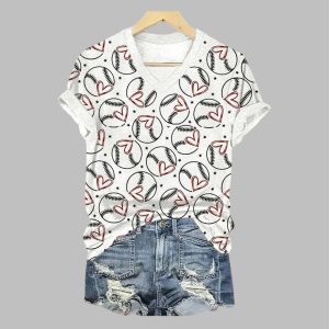 Women's Love Baseball Printed Short-Sleeved T-Shirt