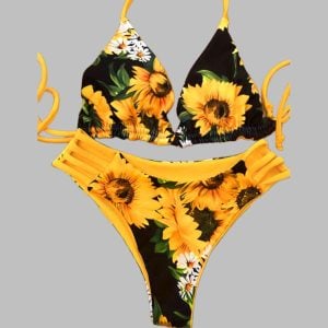 Sunflower Halter Bikini Set For Women