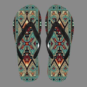 Tribe Blue Pattern Native American Flip Flops
