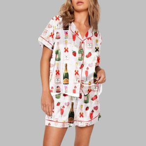 Champagne Strawberries Macarons Pajama Set 0