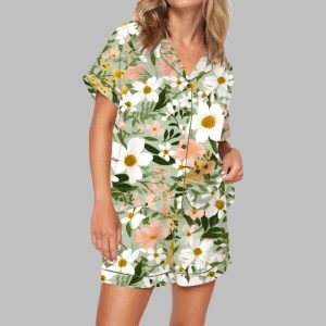 Sage Green Seamless Flowers Pajama Set 1