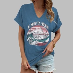 Women's Gulf Of Mexico Print V-Neck Short Sleeve T-Shirt