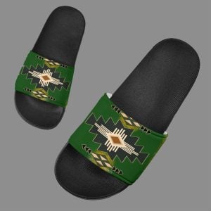 Southwest Green Symbol Native American Slide Sandal