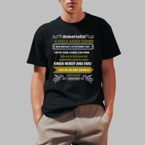 Demortalix A Male Asian Gamer Loves Card Games And Food Shirt 0 1