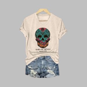 Women's Gulf of Mexico Skull Printed Short-Sleeved T-Shirt