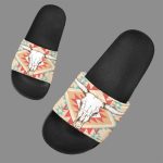 Bison Bull Head Pink Red Native American Slide Sandals