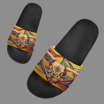 Bison Skull Head Yellow Native American Slide Sandals