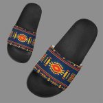Blue Ethnic Pattern Native American Slide Sandals